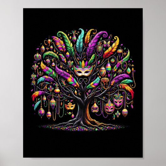Mardi Gras Tree Beads New Orleans Festival Poster (Voorkant)