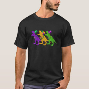 Mardi Gras Trex Dinosaur Costume Party Lover Manne T-shirt