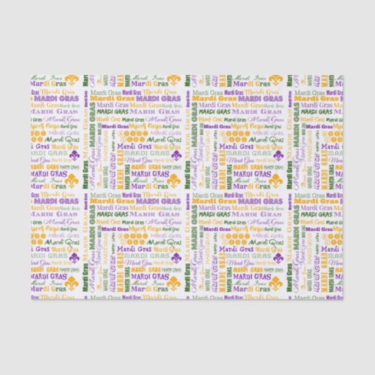 Mardi Gras Tri-Colored Multi-Font-papier Tissuepapier (Voorkant)