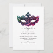 Mardi Gras Tropische Verjaardagsfeest Uitnodiging (Voorkant)