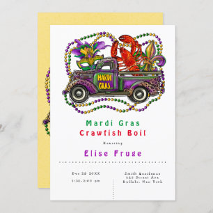 Mardi Gras  Truck Crawfish Boil Invitation Kaart