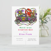 Mardi Gras  Truck Crawfish Boil Invitation Kaart (Staand voorkant)