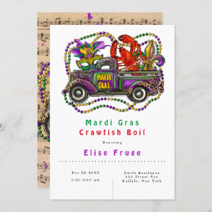 Mardi Gras  Truck Crawfish Boil Invitation Kaart