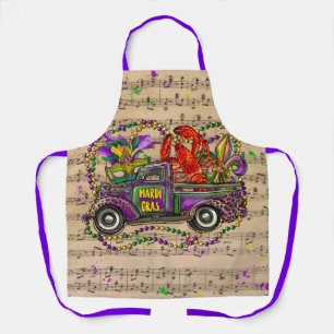 Mardi Gras  Truck Crawfish Fleur De Lis Apr Schort
