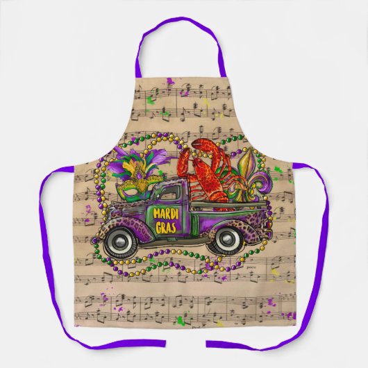 Mardi Gras  Truck Crawfish Fleur De Lis Apr Schort (Voorkant)