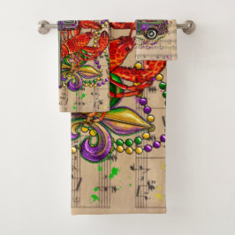 Mardi Gras  Truck Crawfish Fleur De Lis Bad Handdoek