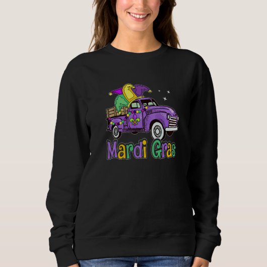 Mardi Gras Truck  Mardi Gras Hat Beads Fleur De Ly Trui (Voorkant)