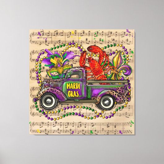 Mardi Gras  Truck Music Fleur de Lis Canvas Afdruk (Voorkant)