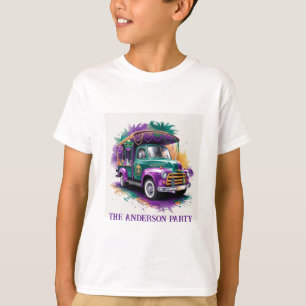  Mardi Gras Truck Waterverf Familie T-shirt