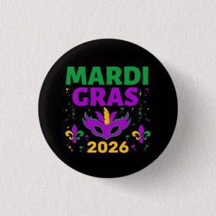 Mardi Gras Truckerhoed Ronde Button 3,2 Cm