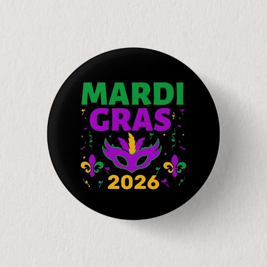 Mardi Gras Truckerhoed Ronde Button 3,2 Cm (Voorkant)