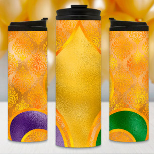 Mardi Gras Tumbler, Golden Fleur de Lis Thermosbeker