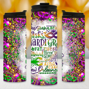 Mardi Gras Tumbler, Mardi Gras Words Thermosbeker
