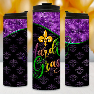 Mardi Gras Tumbler, Paarse Glitter, Paars Thermosbeker