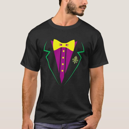 Mardi Gras Tux Party Celebration Costume  NOLA T-shirt (Voorkant)
