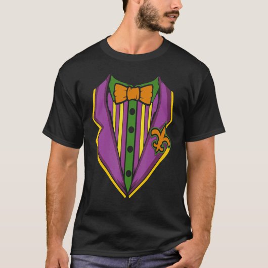 Mardi Gras Tuxedo Costume Carnival Parade Masquera T-shirt (Voorkant)