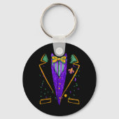 Mardi Gras Tuxedo Kostuum Grappig Carnaval Ontwerp Sleutelhanger (Voorkant)