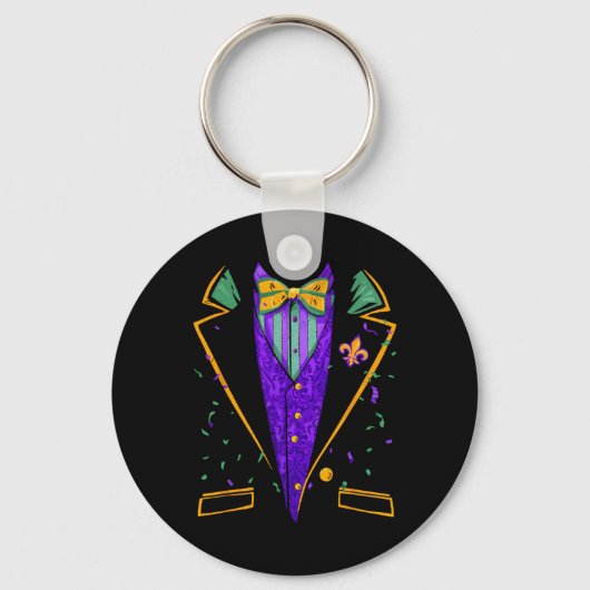 Mardi Gras Tuxedo Kostuum Grappig Carnaval Ontwerp Sleutelhanger (Voorkant)