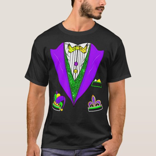 Mardi Gras Tuxedo Vest Party Suit Carnival Parade T-shirt (Voorkant)