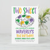 Mardi Gras Tweede Verjaardag Uitnodiging (Staand voorkant)