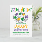 Mardi Gras Tweede Verjaardag Uitnodiging (Staand voorkant)