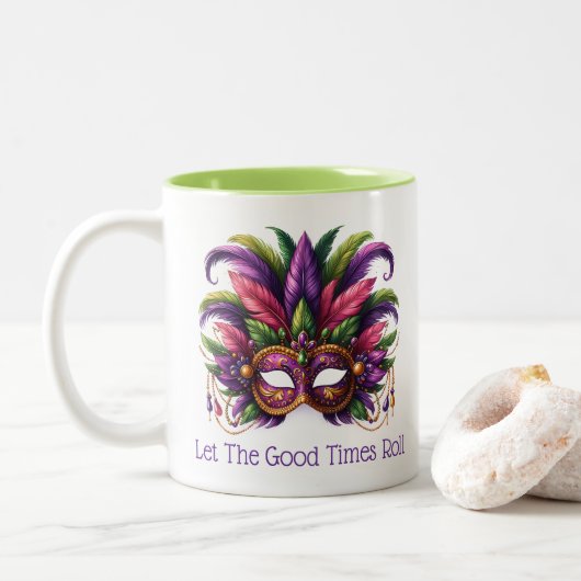 Mardi Gras Tweekleurige Koffiemok (Met donut)