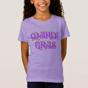 Mardi Gras Typography Carnaval Paars Yellow Green T-shirt