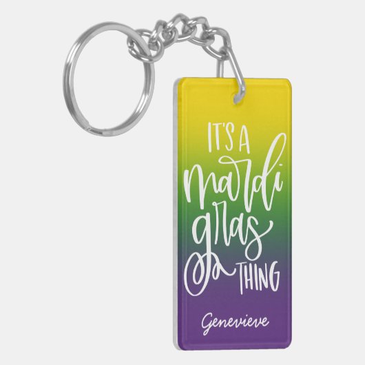 Mardi Gras Typography Design Ombre Sleutelhanger (Voorkant Links)