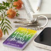 Mardi Gras Typography Design Ombre Sleutelhanger (Voorkant Rechts)