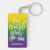 Mardi Gras Typography Design Ombre Sleutelhanger (achterkant)