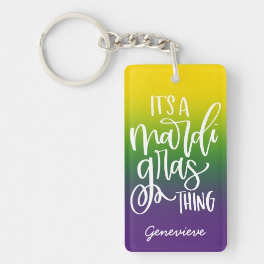 Mardi Gras Typography Design Ombre Sleutelhanger (Voorkant)