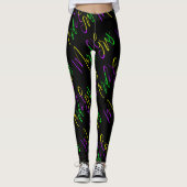 Mardi Gras Typography Paars Green Yellow Black Leggings (Voorkant)