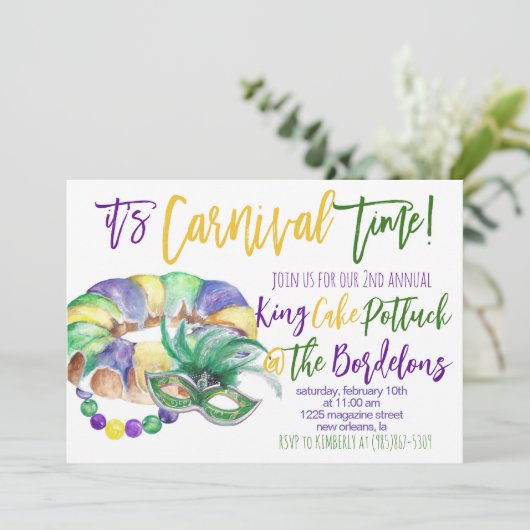 Mardi Gras Uitnodiging (Staand voorkant)