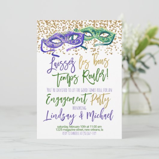 Mardi Gras Uitnodiging (Staand voorkant)