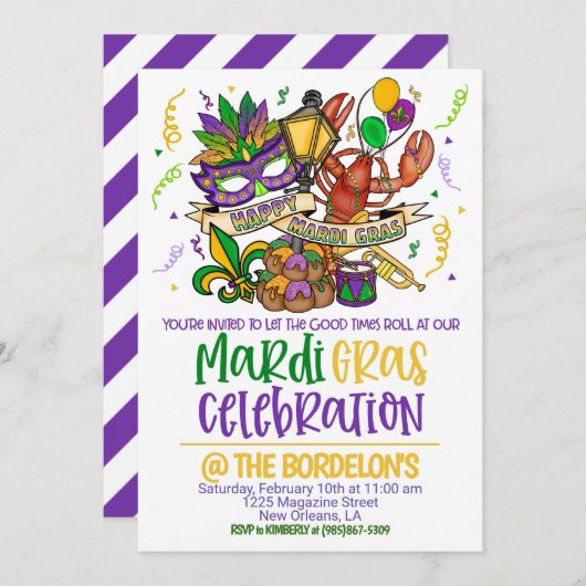 Mardi Gras Uitnodiging (Voorkant / Achterkant)