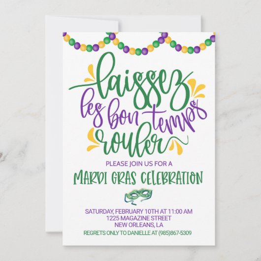 Mardi Gras Uitnodiging (Voorkant)