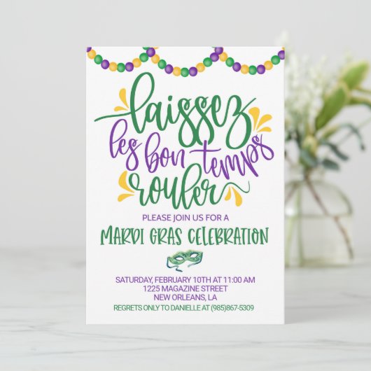 Mardi Gras Uitnodiging (Staand voorkant)
