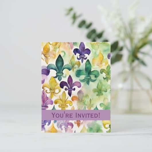 Mardi Gras Uitnodiging (Staand voorkant)