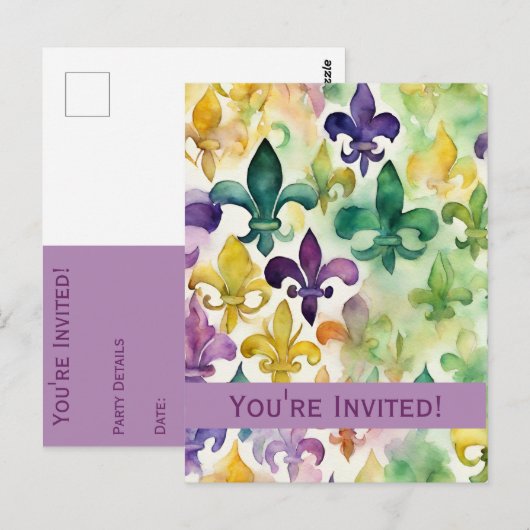 Mardi Gras Uitnodiging (Voorkant / Achterkant)