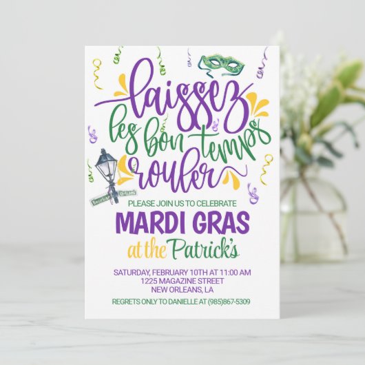 Mardi Gras Uitnodiging (Staand voorkant)