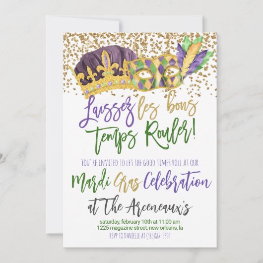 Mardi Gras Uitnodiging (Voorkant)