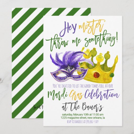 Mardi Gras Uitnodiging (Voorkant / Achterkant)