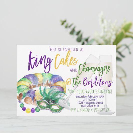 Mardi Gras Uitnodiging (Staand voorkant)