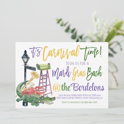 Mardi Gras Uitnodiging (Staand voorkant)