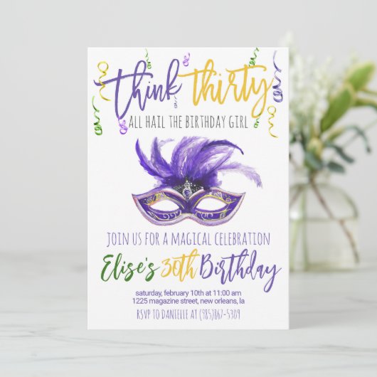 Mardi Gras Uitnodiging (Staand voorkant)