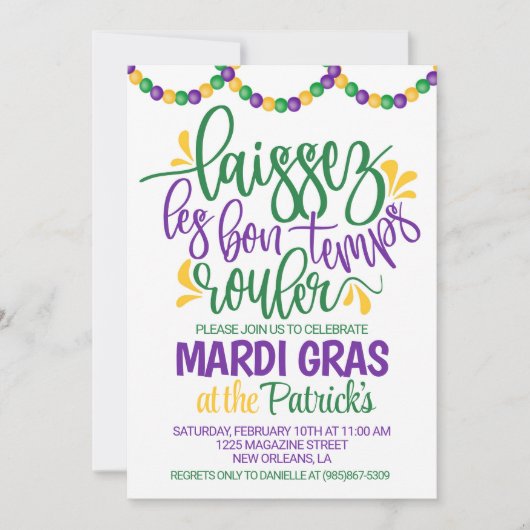Mardi Gras Uitnodiging (Voorkant)