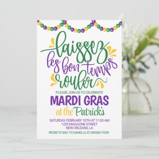 Mardi Gras Uitnodiging (Staand voorkant)