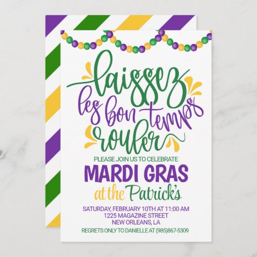 Mardi Gras Uitnodiging (Voorkant / Achterkant)