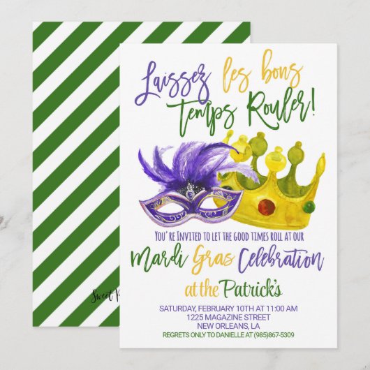 Mardi Gras Uitnodiging (Voorkant / Achterkant)