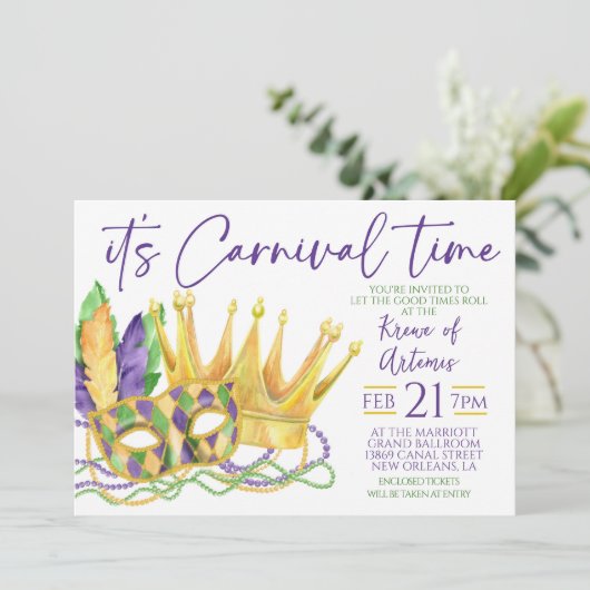 Mardi Gras Uitnodiging (Staand voorkant)